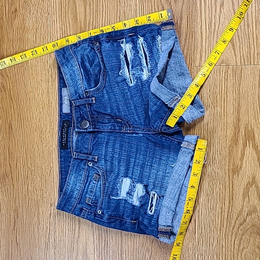 AEROPOSTALE MIDI 0x2 PRE-OWNED GIRLS DISTRESED STRECH DENIM 2016 JEANS SHORTS